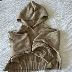 ALO Yoga Cropped Ribbed Women's Hoodie Sweater